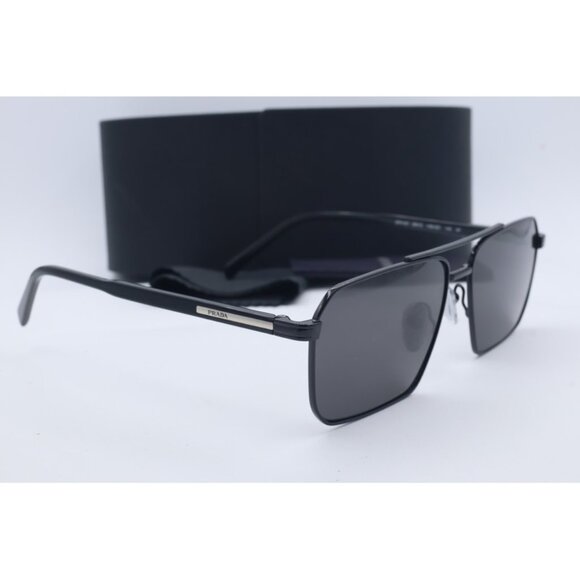 Prada SPR A57 1AB-5Z1 Aviator Black Sunglasses Gray Lenses 58mm main image 5